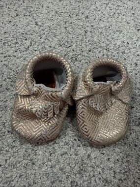 Freshly Picked Metallic Gold Patterned Slip-On Shoes